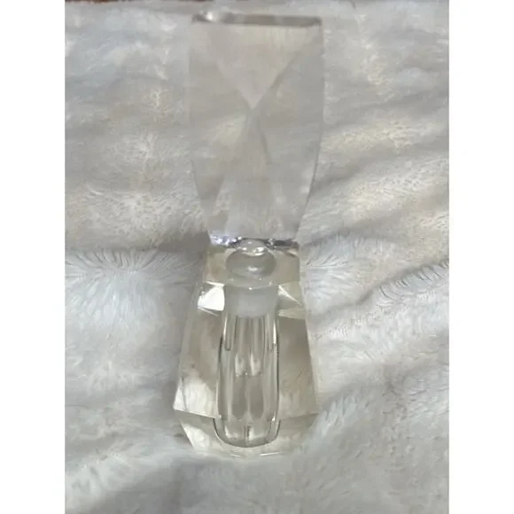 Set of 2 Crystal Lead Cut Clear Glass Perfume Bottles with Stoppers Vanity Decor - Picture 7 of 16